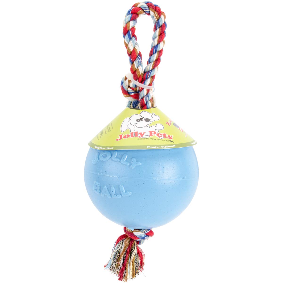 Jolly Pets Romp-n-Roll - Juguete para Perro con Cuerda y Bola, 6 Pulgadas/Mediano, arándano, número de Modelo: 606 BB