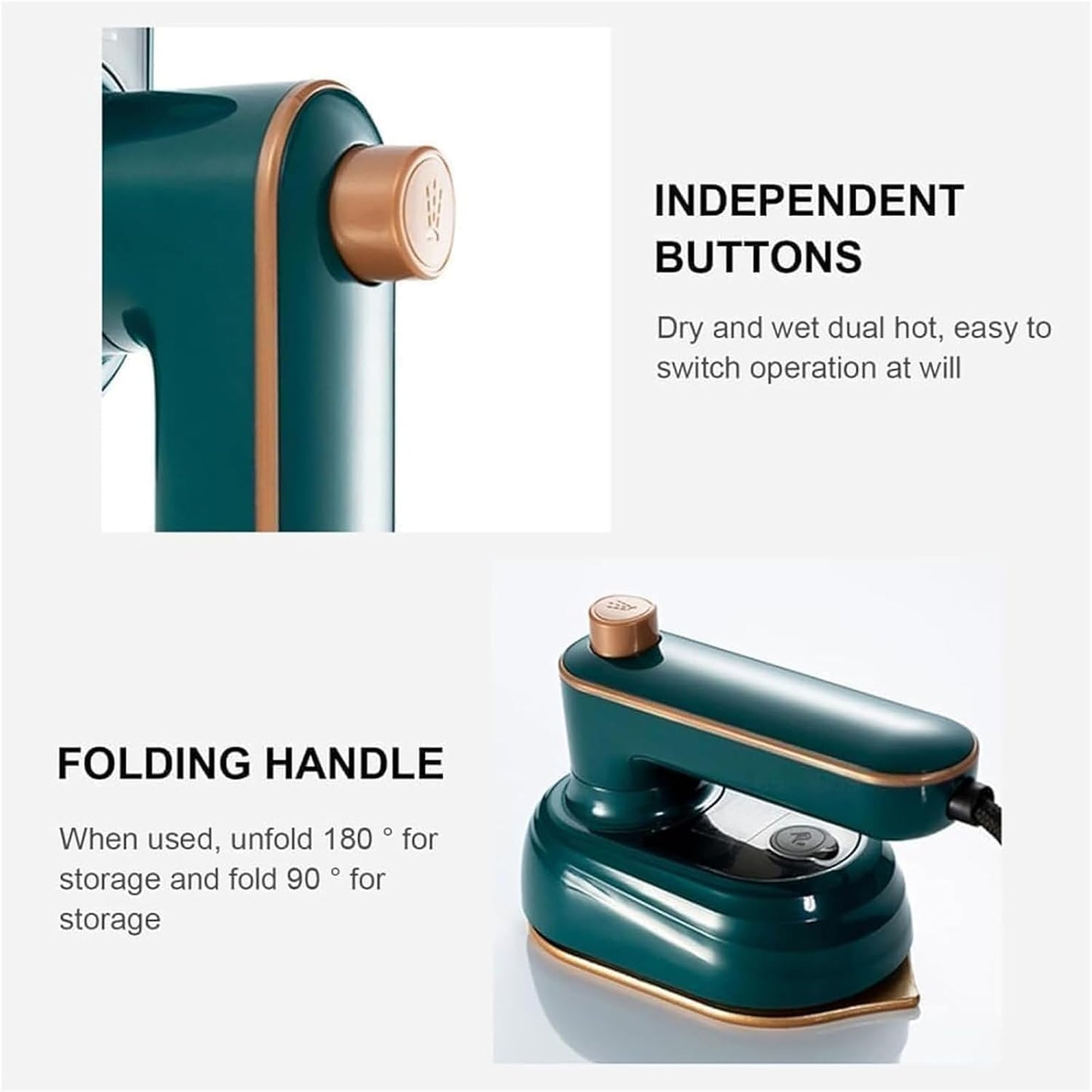 Ironizze Pro Portable Steam Iron,Ironizze Pro, Mini Steam Iron For Clothes, Travel Steamer For Clothes, 1100W Portable Handheld Steamer Iron, Small Mini Steam Iron For Home And Travel (Green)
