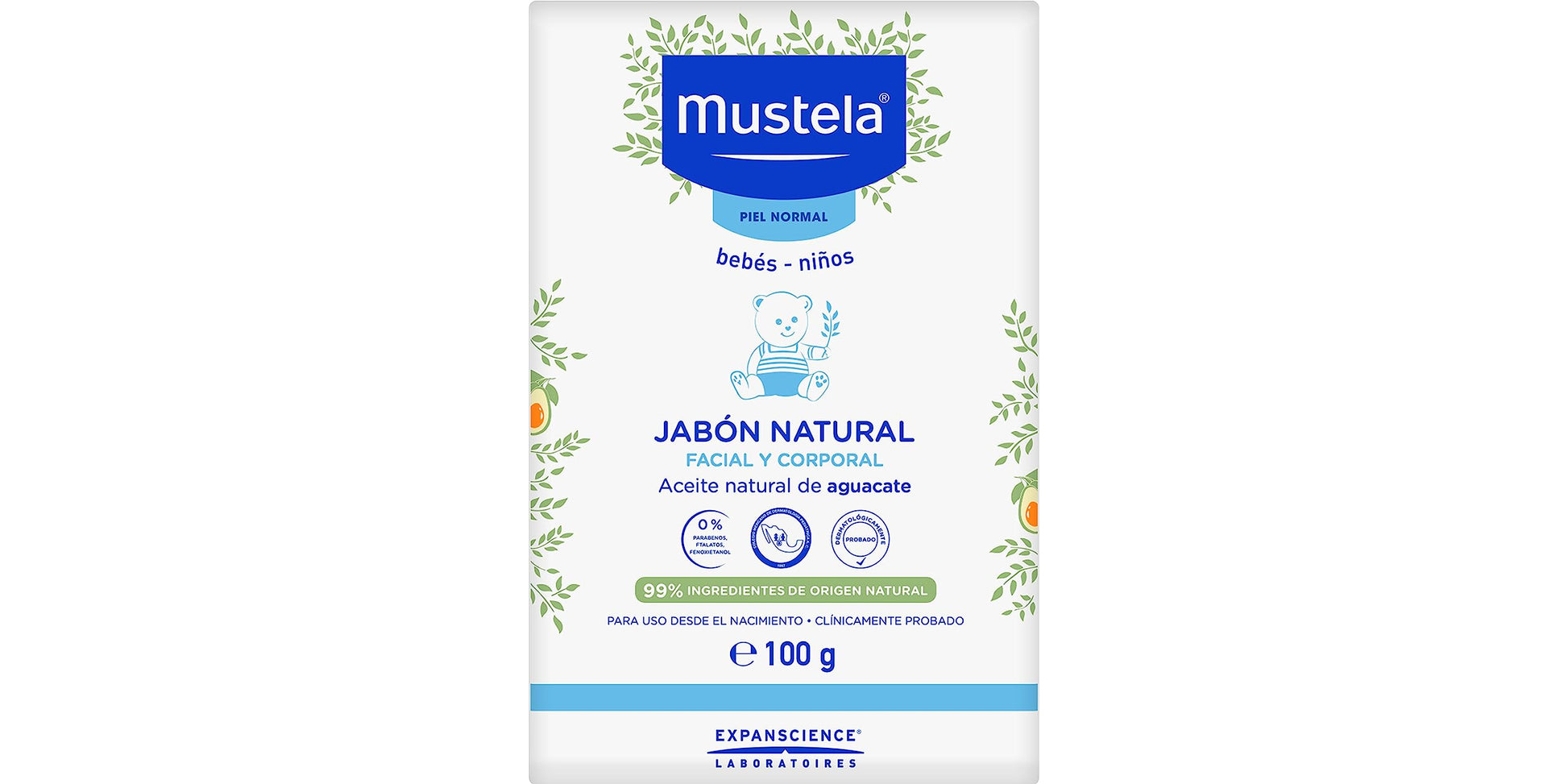Mustela Jabón Natural Piel Normal, Facial Y Corporal En Barra, 100G +, Gel de Baño Suave para cara, cuerpo y cabello de Bebés y niños, Limpia y protege, 90% ingredientes de origen natural, 500 ml