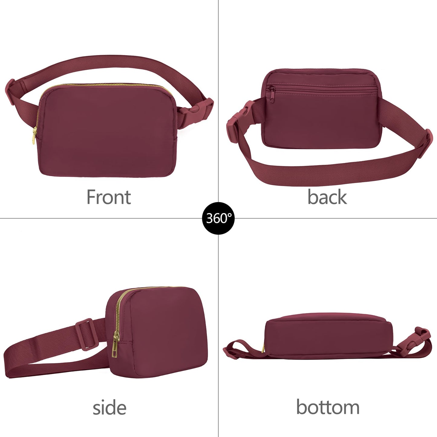 Riñonera Deportiva Vorolo Rojo Vino Correa Ajustable para Mujer y Hombre