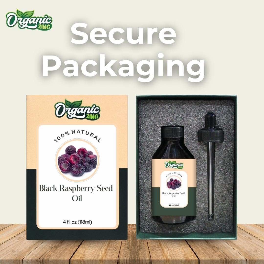 Organic Zing Black Raspberry Seed (Rubus Occidentalis) Oil | Pure & Natural Carrier Oil for Skincare and Hair Care - 118ml/3.99fl oz