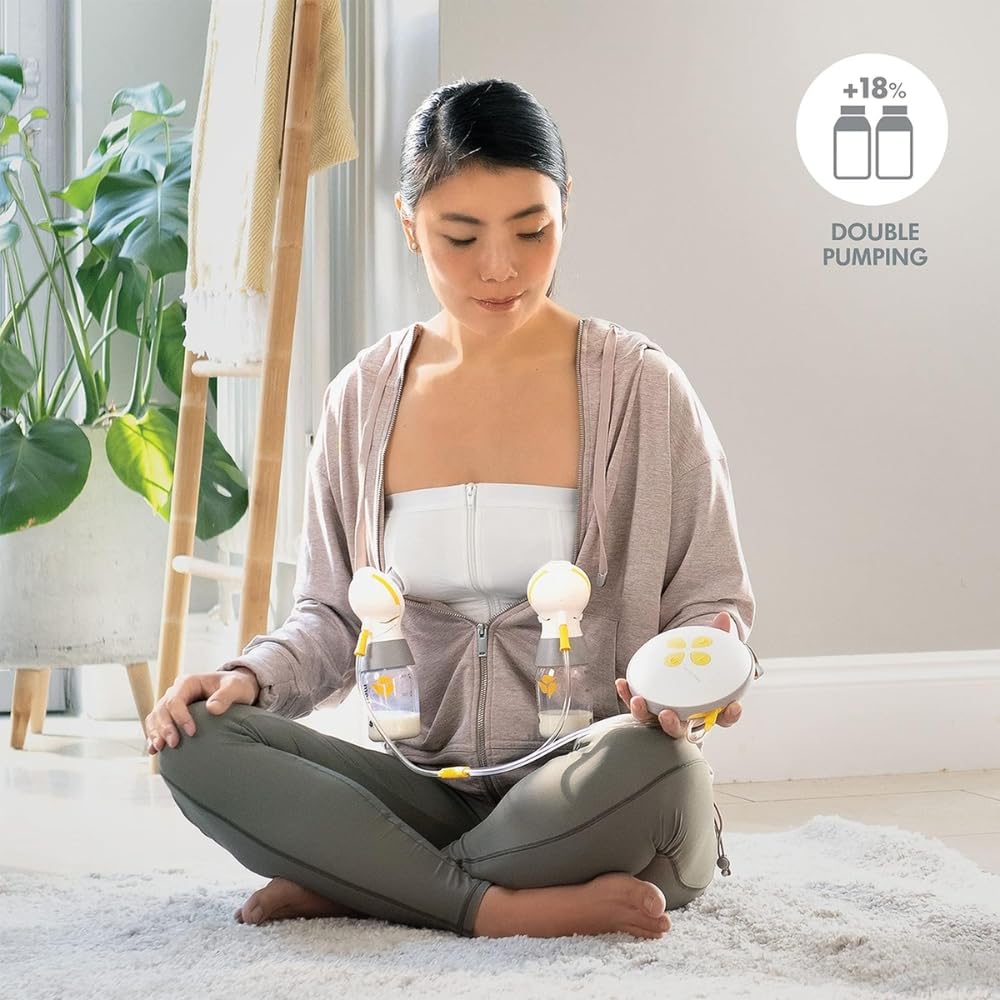 MEDELA Extractor de Leche Eléctrico Doble Swing Maxi, Sacaleches, Muy Silencioso y Ligero, Batería Incluida, Carga por Puerto USB, Blanco