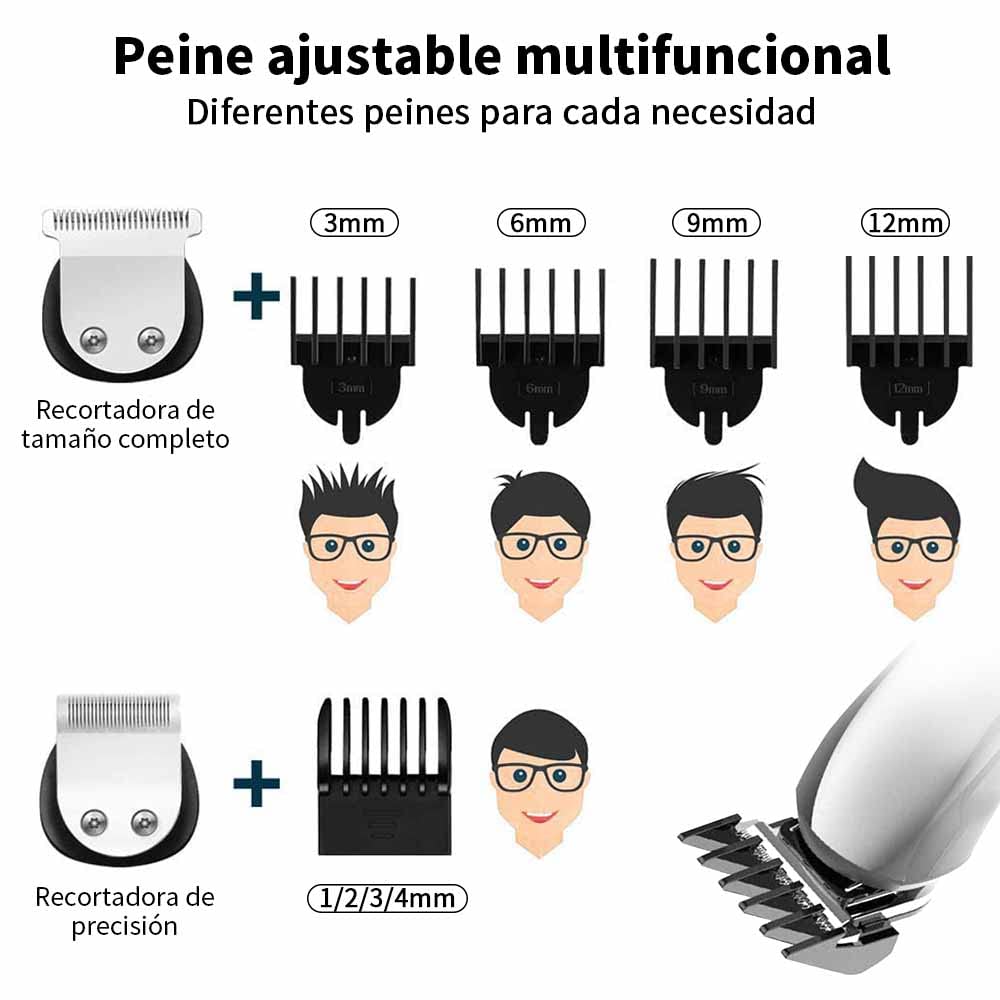 VOICEPTT Afeitadora Electrica y Barbero Eléctrico, 16 en 1 kit de rasurado para hombre, Máquina para Cortar Cabello de Barba/Nariz/Pelo/Cara/Cuerpo, USB Carga Rápida