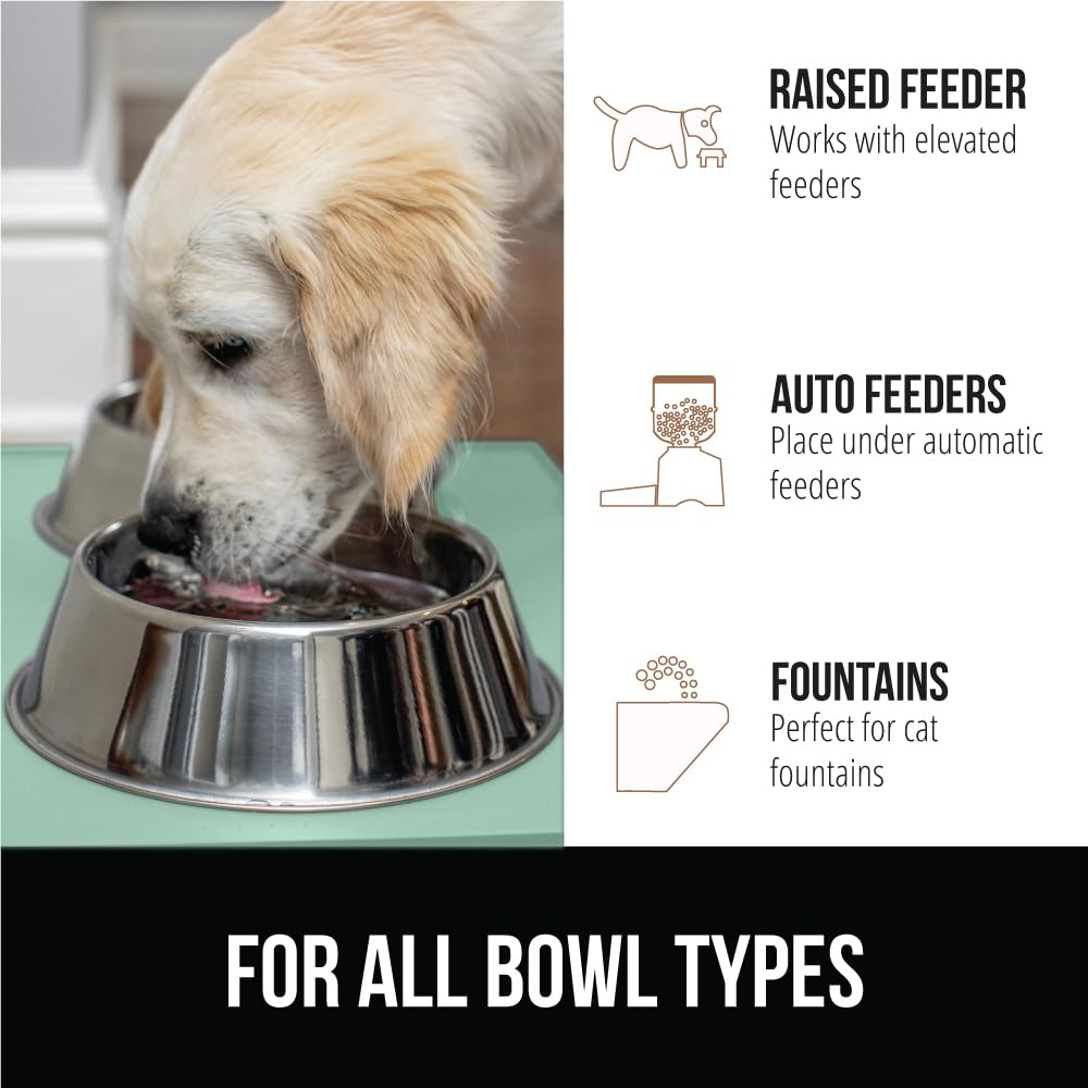 Gorilla Grip 100% Impermeable con Borde Elevado, Alfombrilla de alimentación de Silicona para Mascotas, sin BPA, Las Alfombrillas para Comida para Perros y Gatos contienen derrames, 16x10, Mint