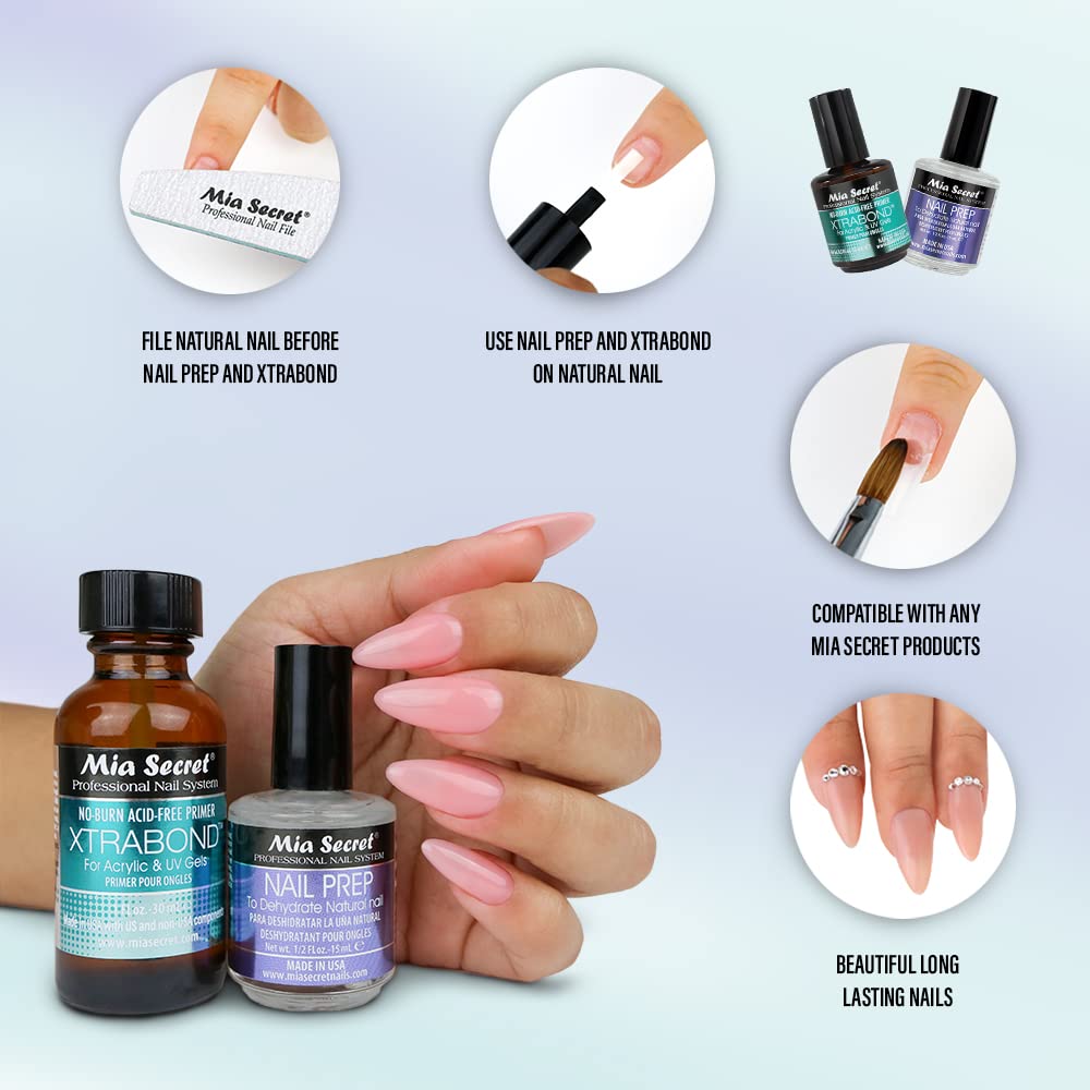 Mia Secret Nail Prep 0.5 oz (NP-30) e imprimación Xtrabond 0.5 oz (PR100)