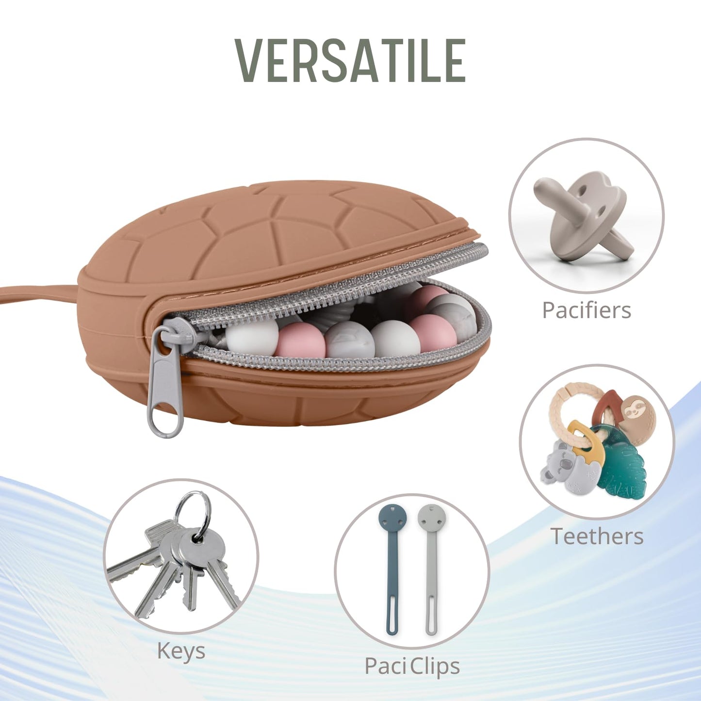 Funda de silicona para chupete, sin BPA, soporte de silicona para bebés recién nacidos, para niños y niñas, estuche portátil de silicona para chupete, color gris pálido y gris Oslo