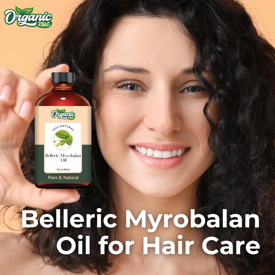 Organic Zing Belleric Myrobalan (Terminalia bellirica) Oil | Pure & Natural Essential Oil for Skincare & Hair Care - 30ml/1.01fl oz