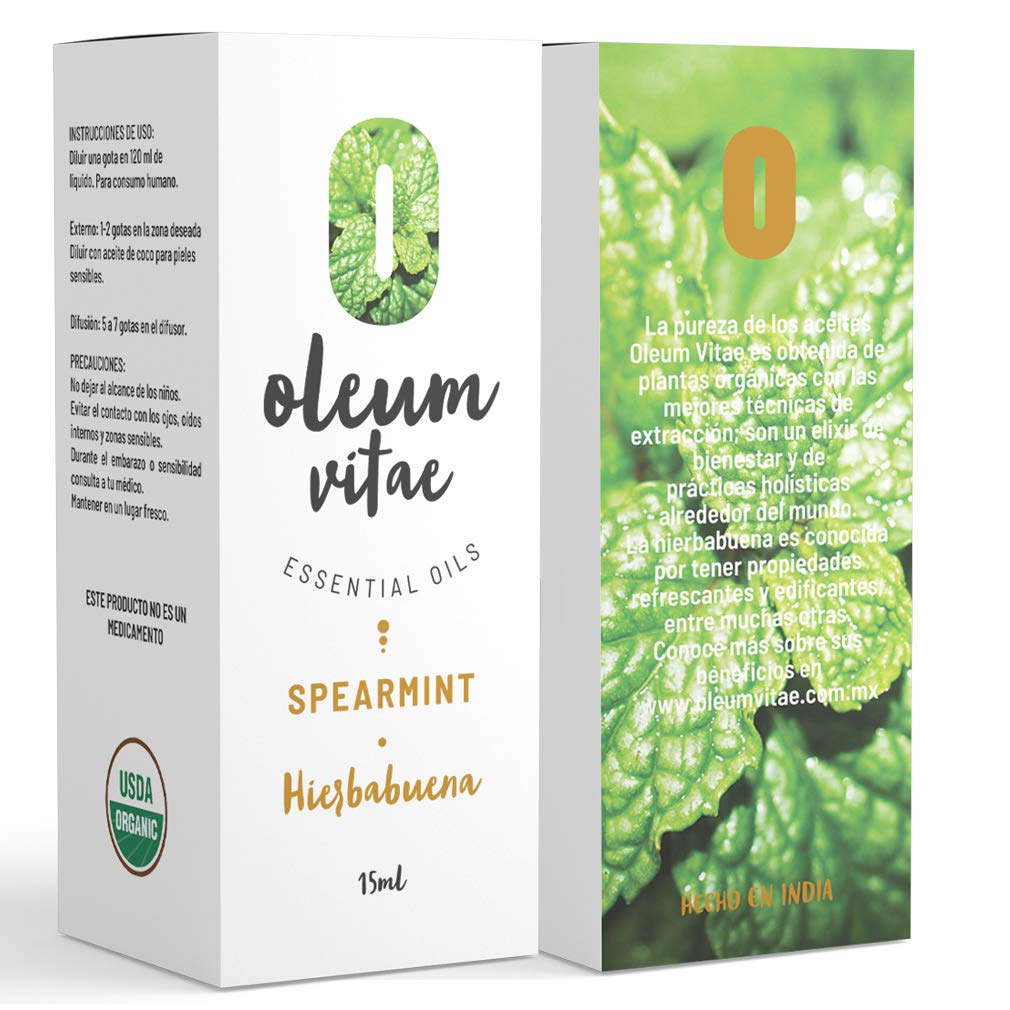 Aceite Esencial OLEUM VITAE Hierbabuena 100% Puro y Orgánico Certificado USDA 15 ml