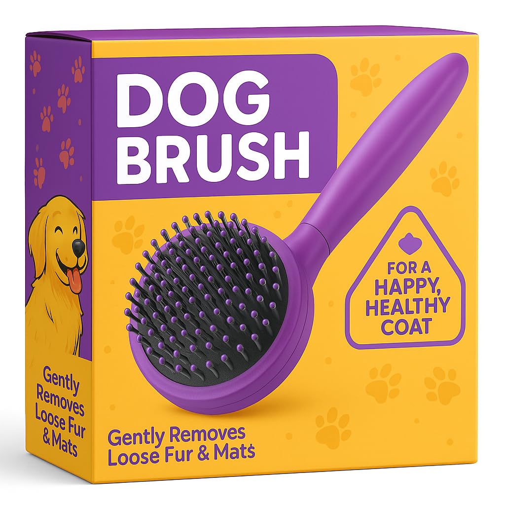 Cepillo de cerdas redondas para perros y gatos, cuidado suave para pelo corto o largo, herramienta suave para pieles sensibles elimina la caspa, la suciedad y desenreda – morado