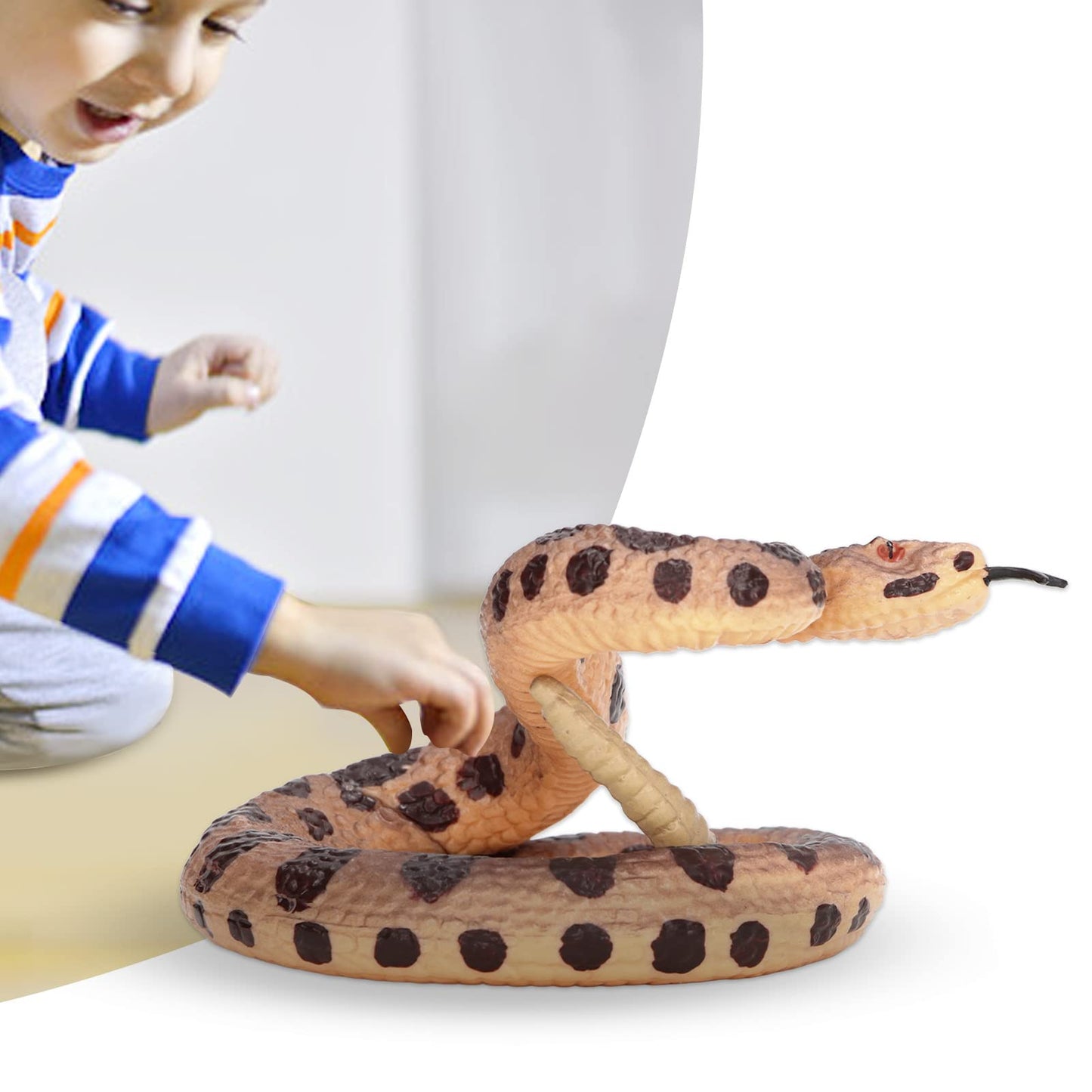 FUWE Serpiente de cascabel realista de plástico resistente al desgaste para niños de 3 años en adelante, juguete de fiesta de cumpleaños y bromas prácticas