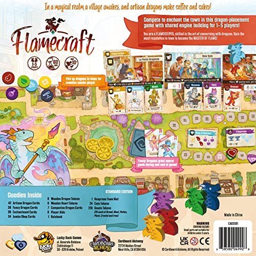Lucky Duck Games Flamecraft Board Game | Strategy Game | Dragon Game | Fantasy Game | Fun Family Game for Kids and Adults | Ages 10+ | 1-5 Players | Average Playtime 60 Minutes | Made by