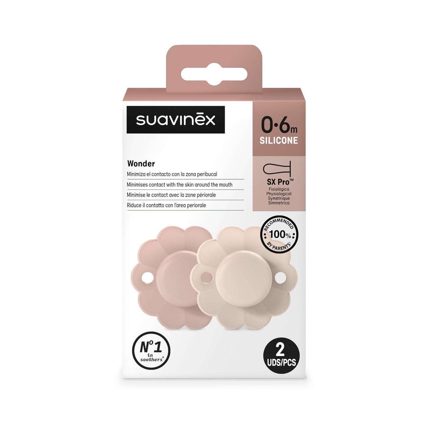 Chupete Silicona Suavinex Mauve para 0-6 Meses 2 Pack
