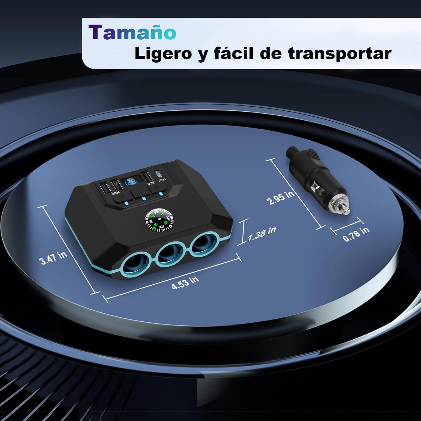 HXIIY Divisor de Enchufe para Encendedor de Cigarrillos de Coche, Multifuncional con Protección contra Sobretensión, Salida USB Tipo C para Teléfonos Tabletas, Cargador de Coche Multifuncional