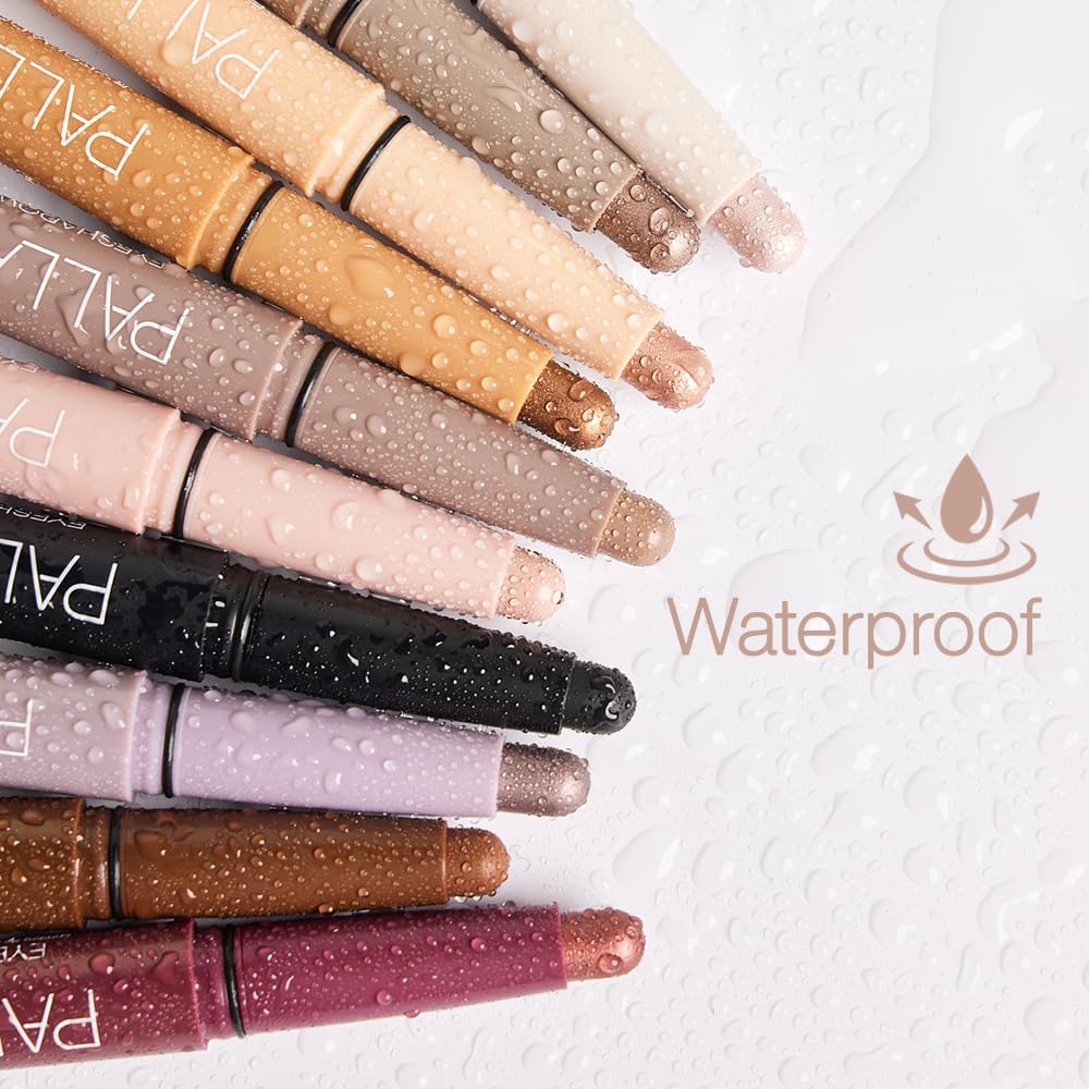 Palladio Barra de sombra de ojos impermeable con esponja mezcladora, aplicación duradera y sin esfuerzo, Champagne Shimmer