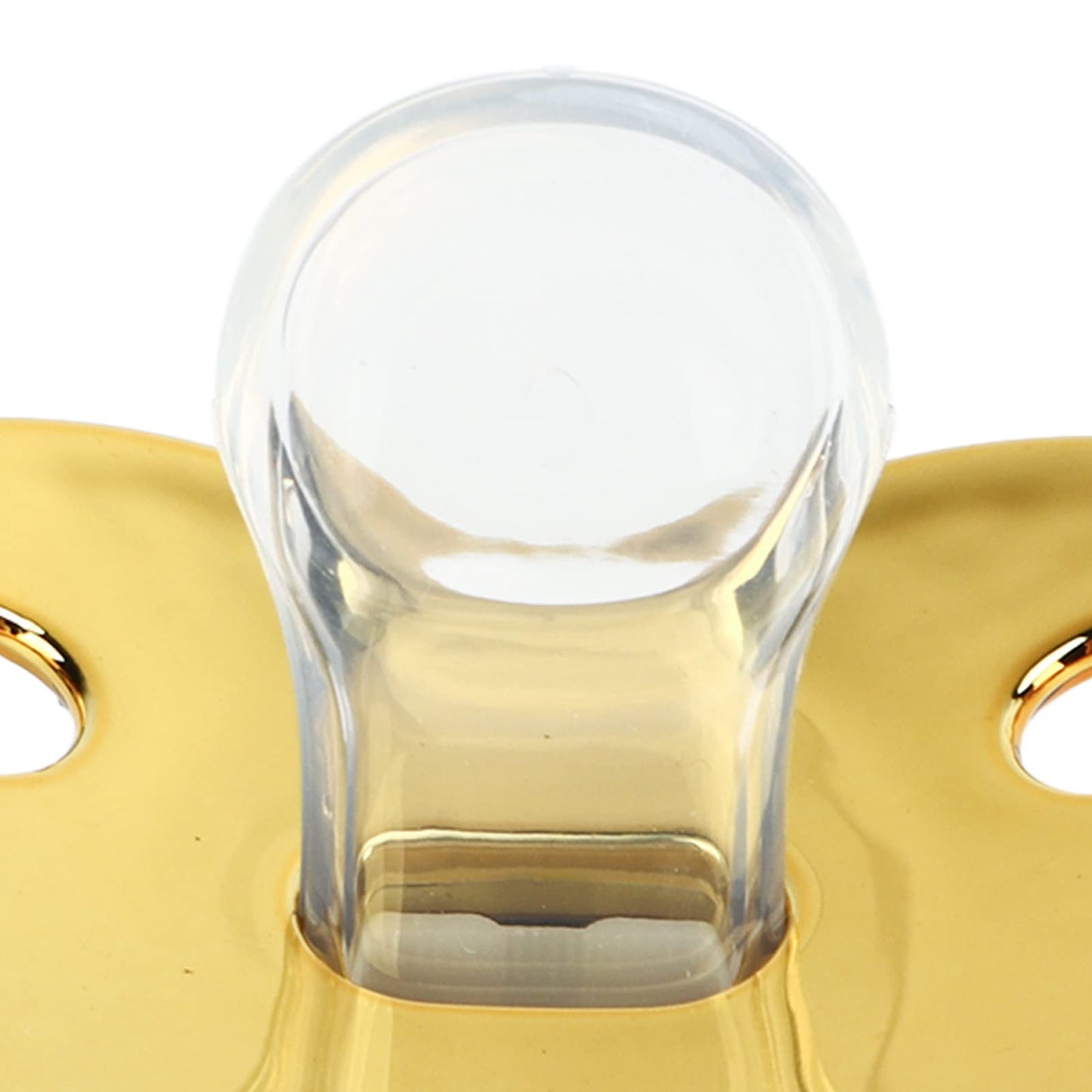 Juego Chupete Personalizado Silicona Dorado con Clip y Cubierta Antipolvo para Recién Nacido Letra E
