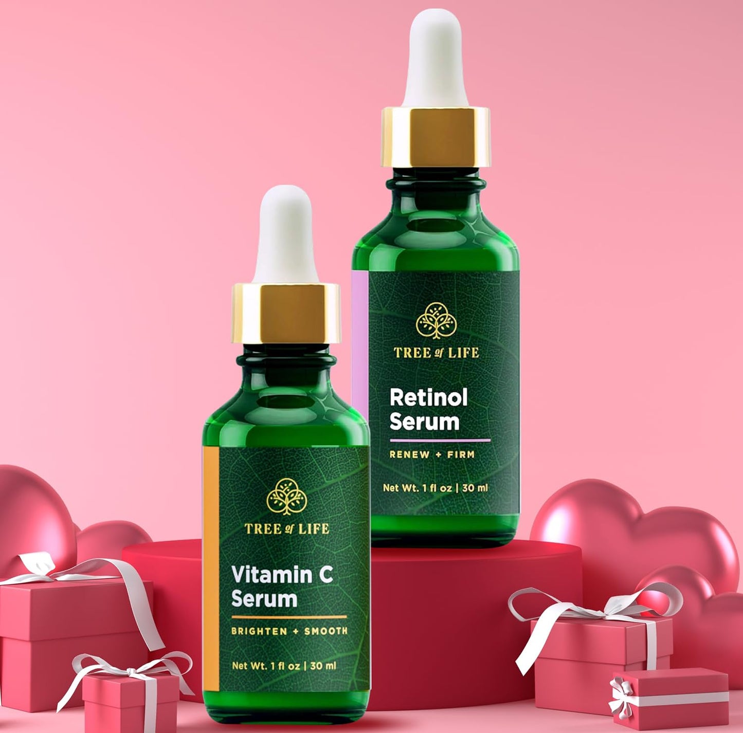 ToLB Anti Aging Serum Two-Pack - 98% Natural, 72% ORGANIC - Vitamin C Serum - Retinol Serum