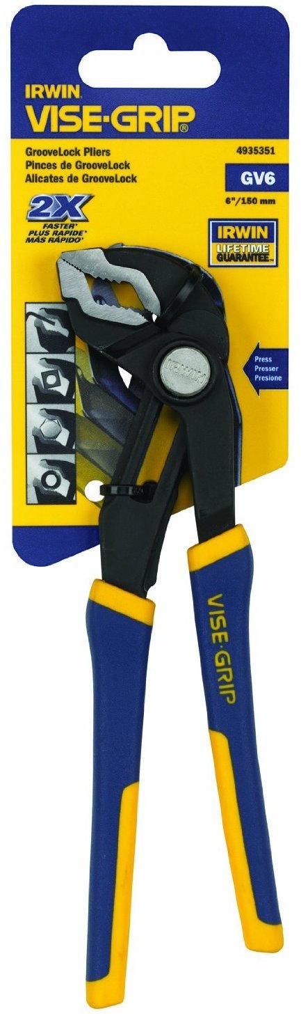IRWIN VISE-GRIP Tools GrooveLock - Alicates en V, 6 pulgadas (4935351), negro, azul amarillo, plata, 6 pulgadas