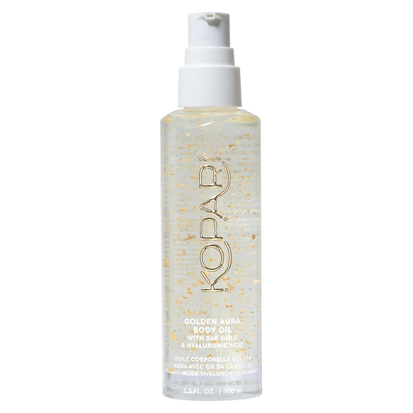 Kopari- Aceite corporal Golden Aura con oro de 24 quilates y ácido hialurónico: fórmula hidratante para una piel radiante, 3,3 oz