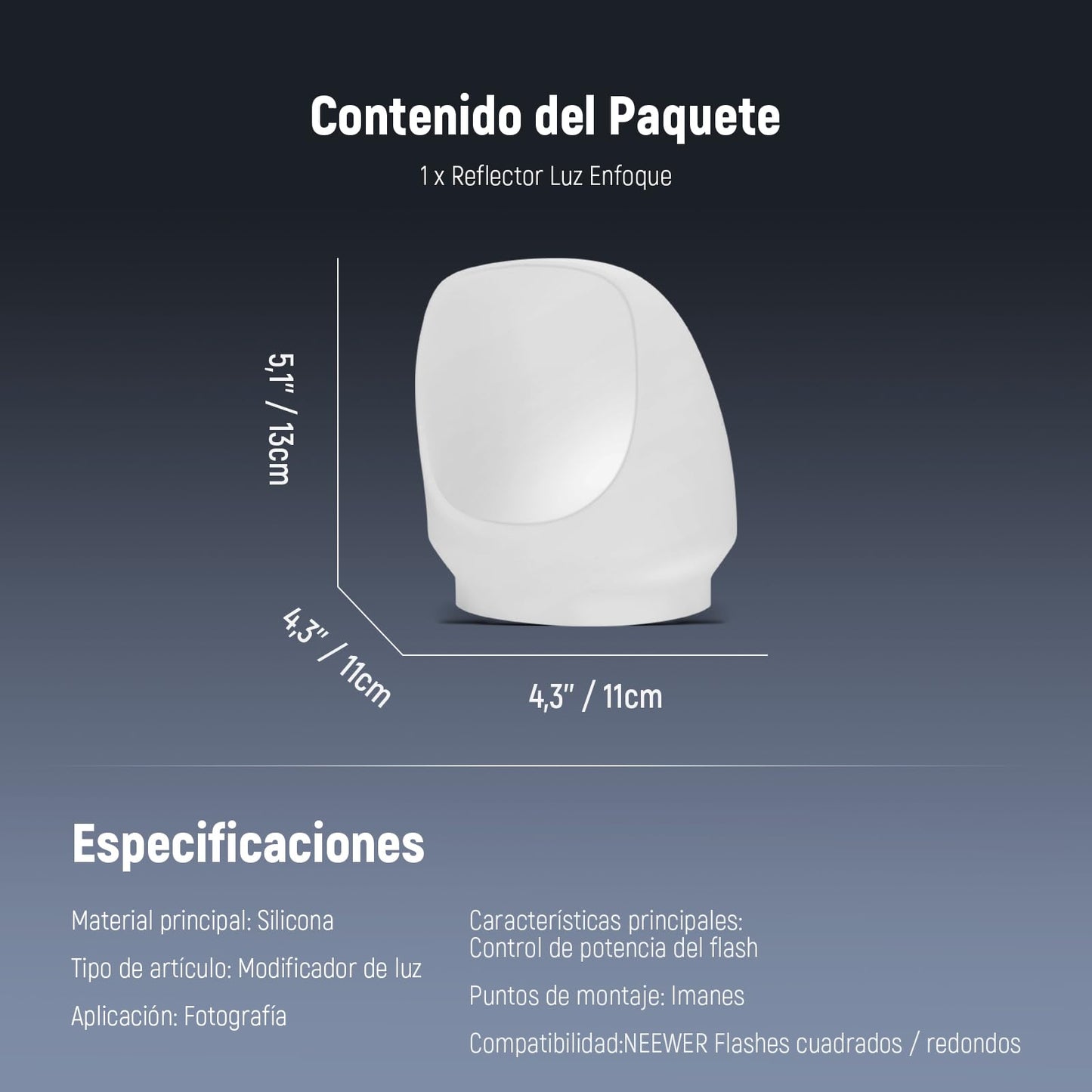 NEEWER Catch Light Reflector, Modificador Luz Silicona Magnética para NEEWER NW620 NW700 NW760 Z880 Z760 Flash Cabeza Cuadrada & Z1 Z2 Cámara Cabeza Redonda Speedlite,Aro Adaptador No Incluido, CRS16