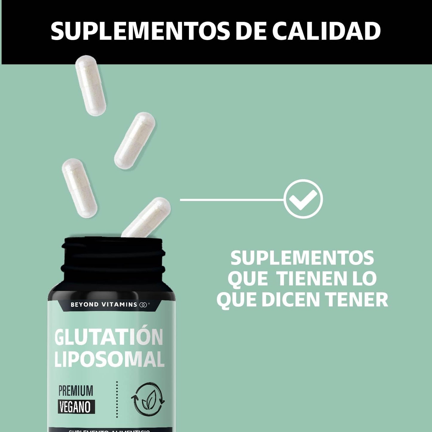 Beyond Vitamins | L-Glutation Liposomal Reducido | Potenciado con L-Glutamina, L-Glicina, Ácido Alfa Lipoico, Zinc y Selenio | 60 caps