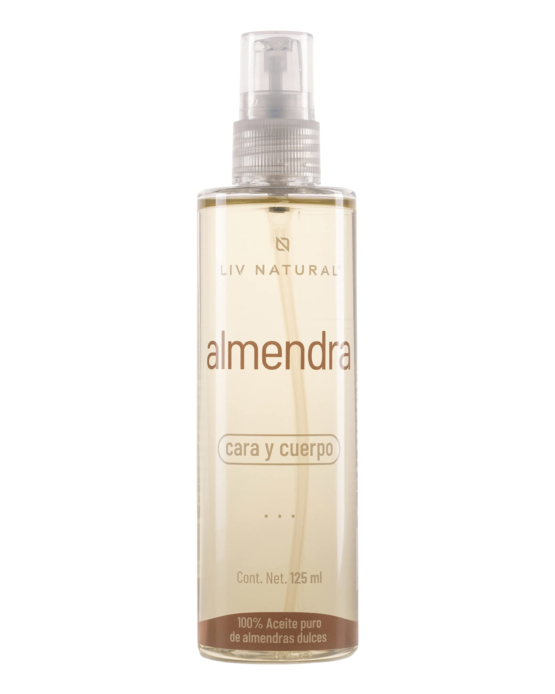 LIV NATURAL Aceite de almendras dulces 100% natural y puro, prensado en frío, libre de gluten y no GMO. 125 ml