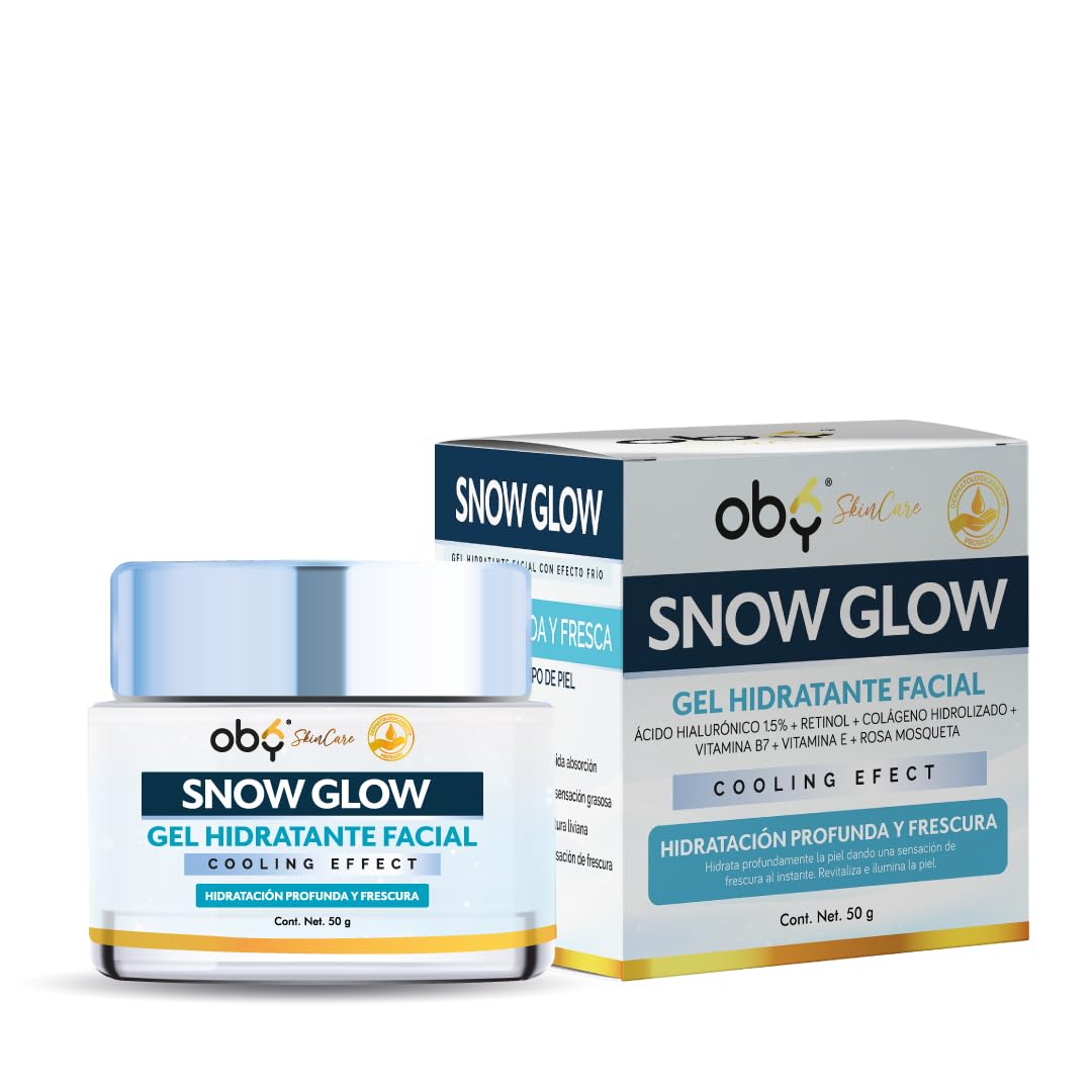 Oby Gel Hidratante Facial Con Acido Hialuronico, Rosa Mosqueta, Retinol, Vitamina E, Colageno, Vitamina B7. Efecto Frio | Oby Snow Glow Skin Care