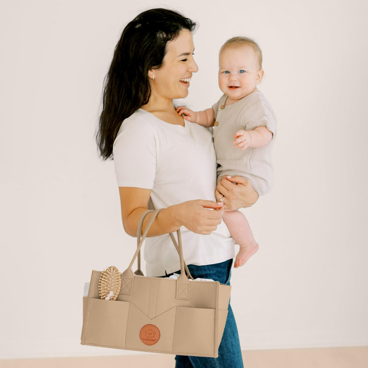 KeaBabies Organizador de pañales para bebé con asa, portátil (topo)