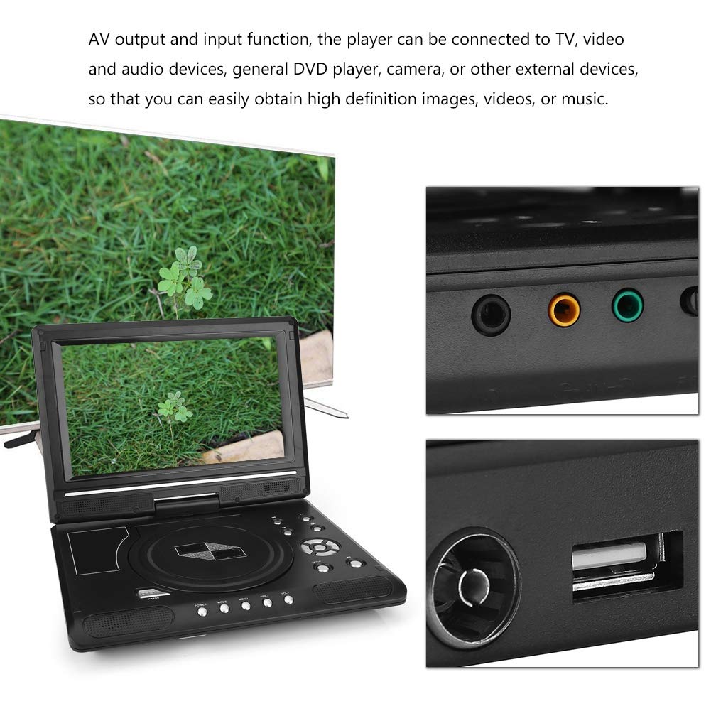 Bewinner 9.8 '' LCD DVD Player, 3in1 HD Reproductor de DVD portátil (Receptor de Radio DVD/TV/FM), 270 girados de Manera Flexible Reproductor de DVD CD Adecuado para Hogar, Coche, Camping