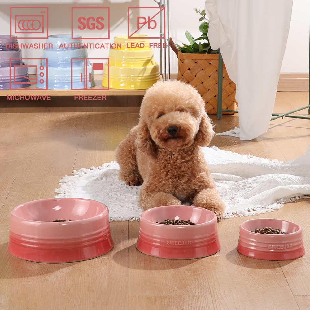 Cuenco de Cerámica SWEEJAR Rosa Degradado para Perros y Gatos Grandes