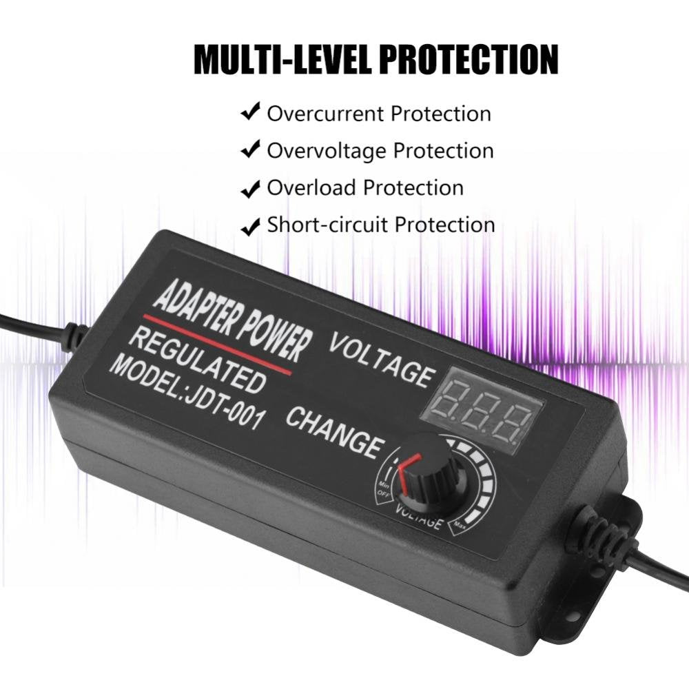 Adaptador de Corriente AC/DC Anti-interferencia con Pantalla LED Ajustable 9-24V / 3-12V / 4-24V