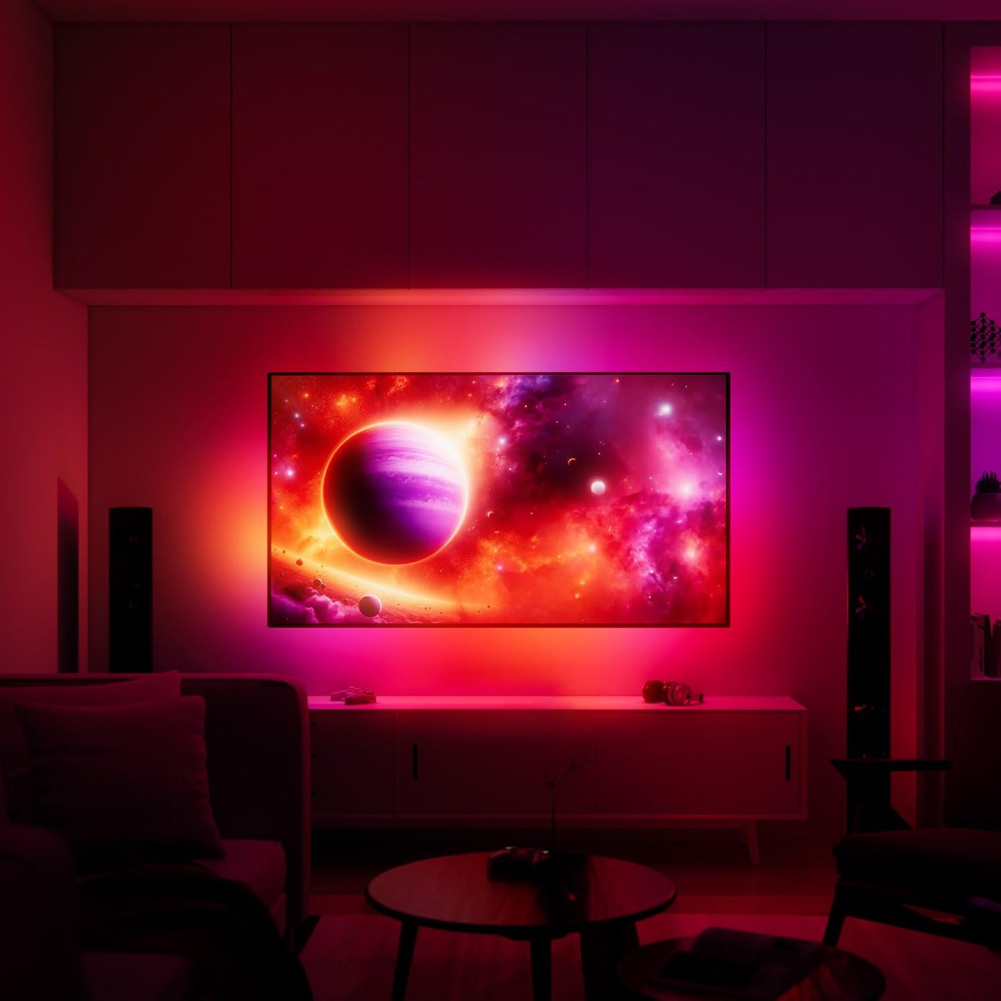 Fancy LEDs Sync Box - Caja de sincronización de retroiluminación ambiental para TV, HDMI 2.0, todos los tamaños de TV, LED de lujo (70 a 90 pulgadas)