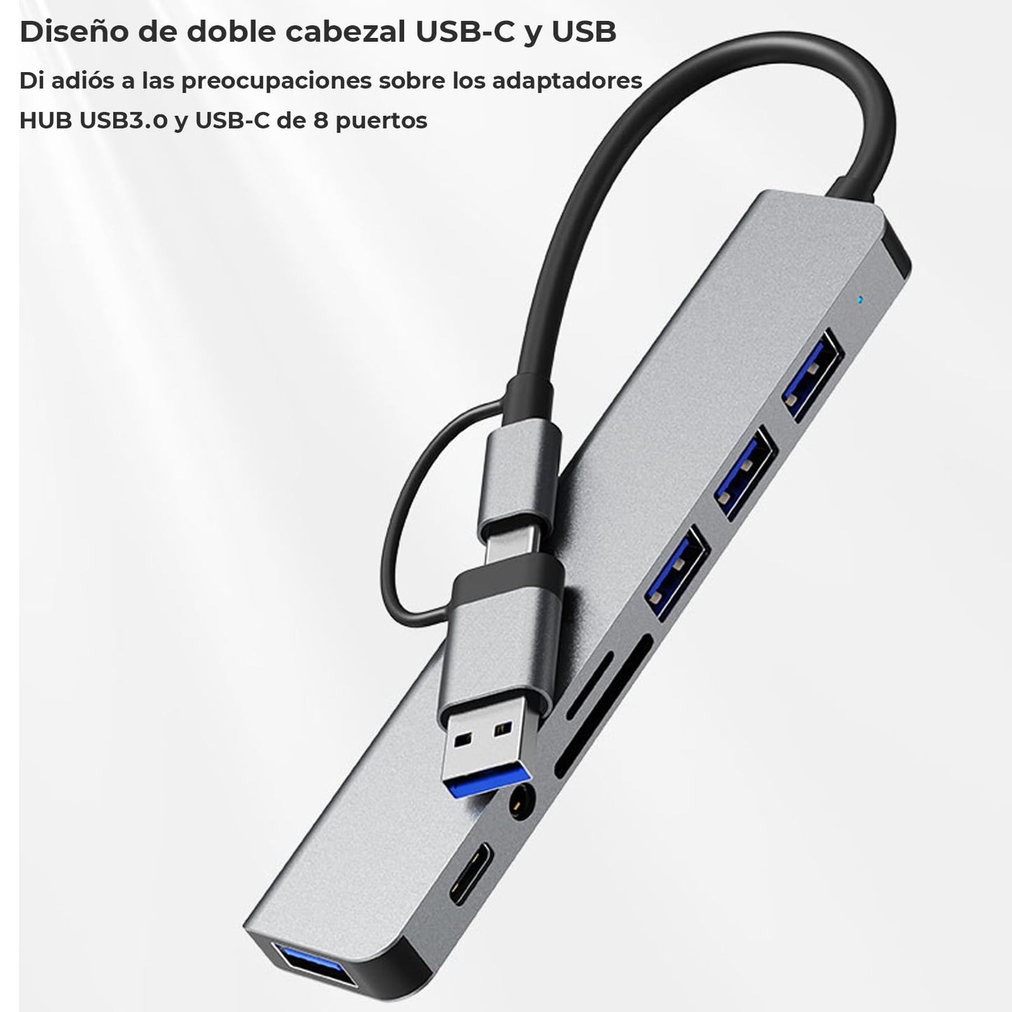 Adaptador USB C Multipuerto WULAR Gris con 8 en 1 para MacBook Air/Pro iPad Surface Chromebook