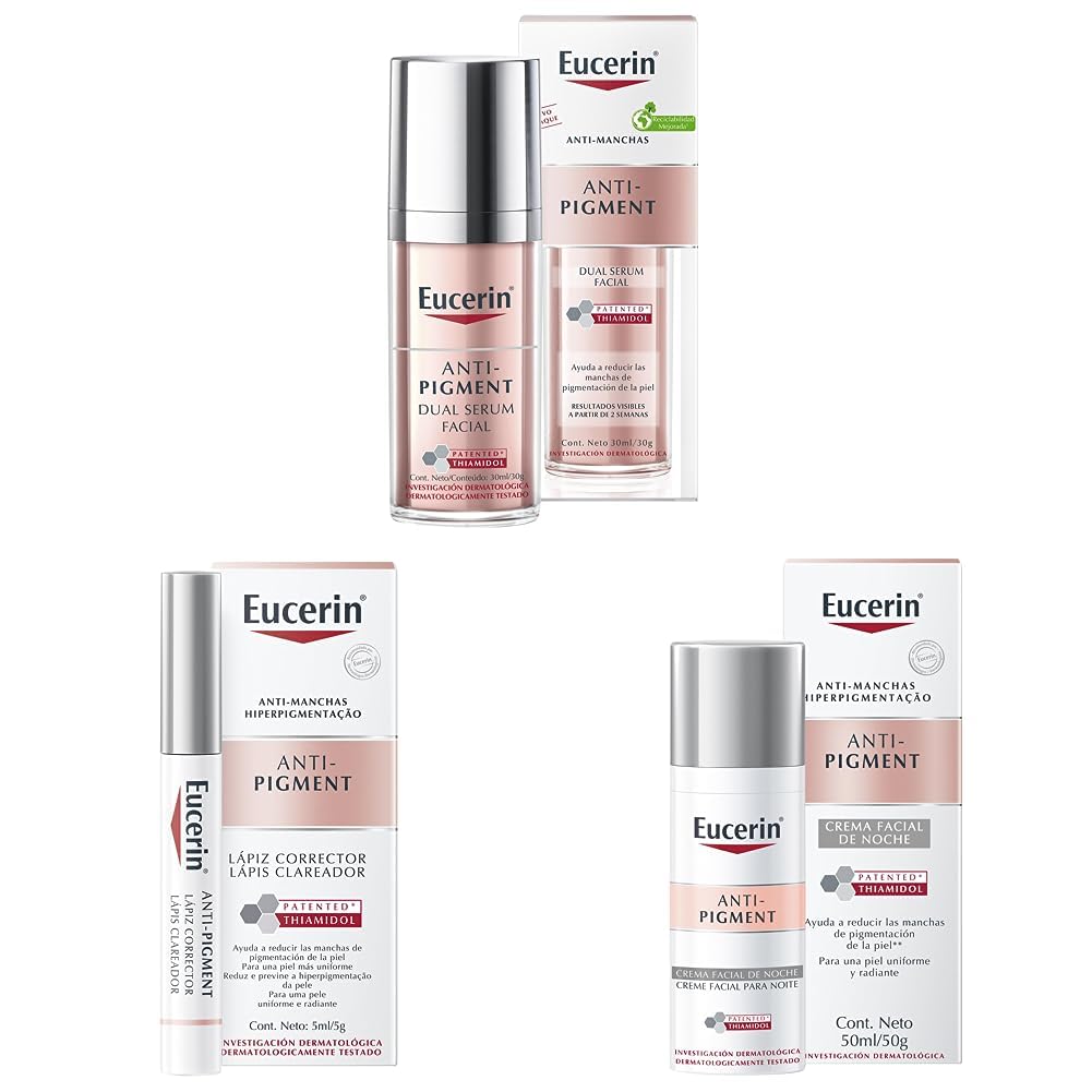 Eucerin Serum facial anti manchas Anti Pigment,30ml + Lápiz corrector anti manchas Anti Pigment Spot Corrector, 5ml + Crema facial hidratante noche anti manchas Anti Pigment, 50ml