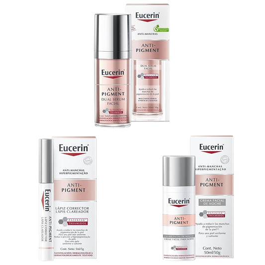Eucerin Serum facial anti manchas Anti Pigment,30ml + Lápiz corrector anti manchas Anti Pigment Spot Corrector, 5ml + Crema facial hidratante noche anti manchas Anti Pigment, 50ml