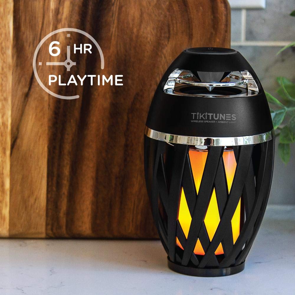 Limitless Innovations TikiTunes - Altavoz inalámbrico Bluetooth portátil (Paquete) con Poste Ajustable de 40 Pulgadas y estaca de Tierra, Color Negro