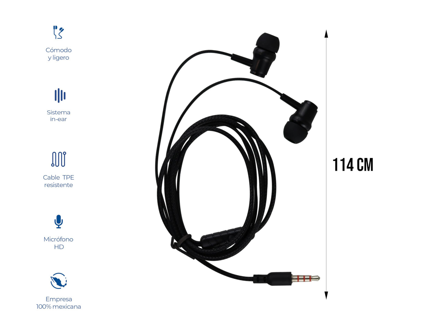 CONTROL EXPERT Audífonos Alámbricos Manos Libres 3.5mm Micrófono (Negro)