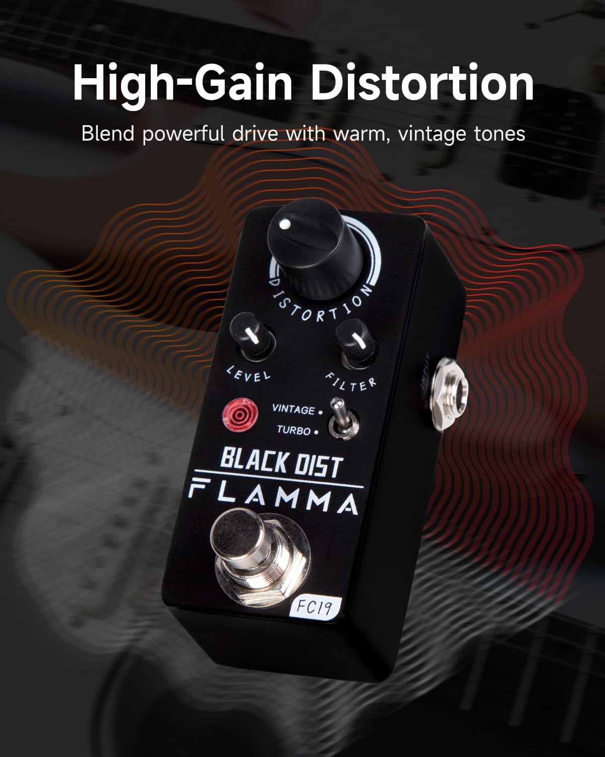 Pedal de Distorsión FLAMMA FC19 Clásico Cálido True Bypass