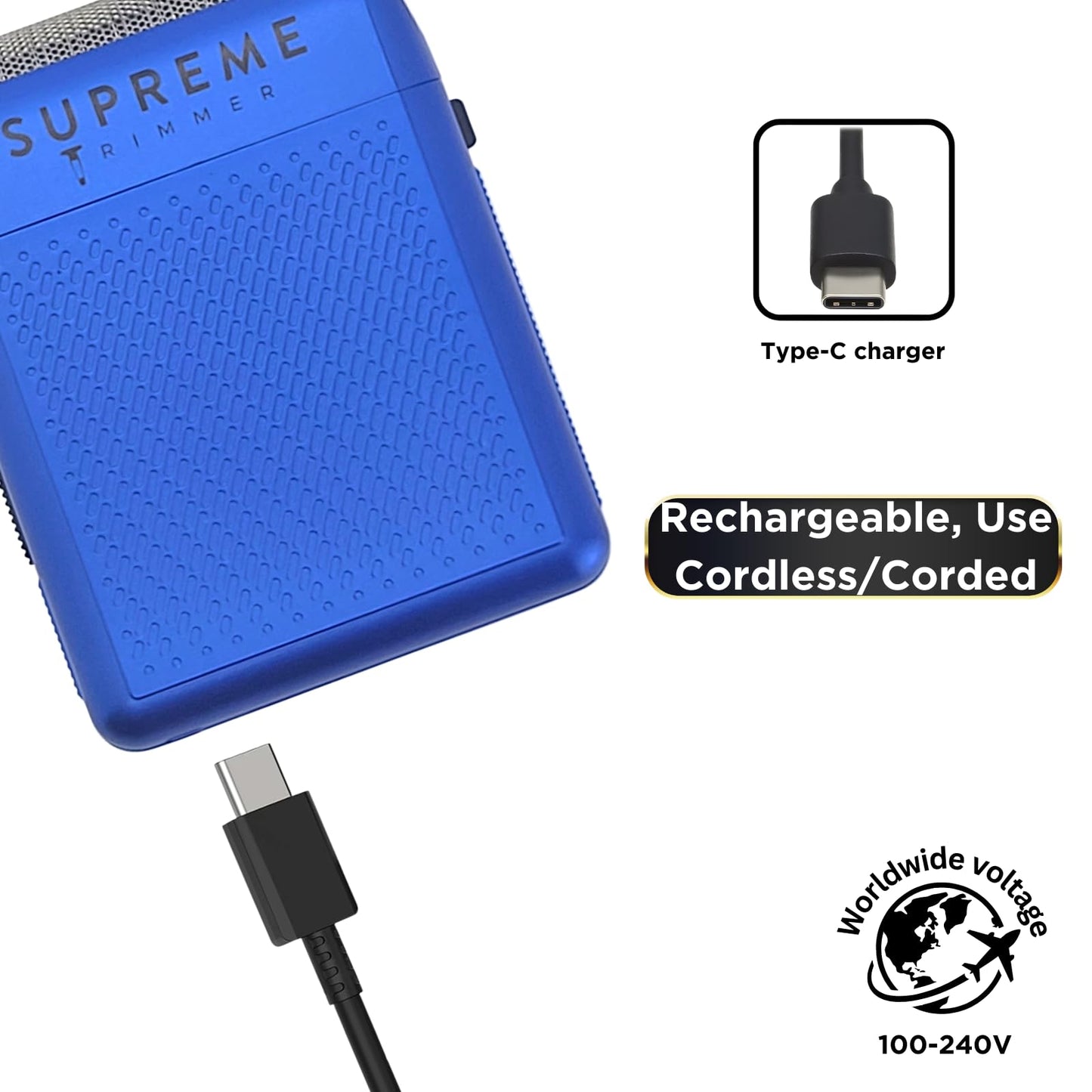 Supreme Trimmer - Afeitadora de papel individual STF101 (150 minutos de duración), inalámbrica, potente, USB-C, mini, para barberos y uso personal