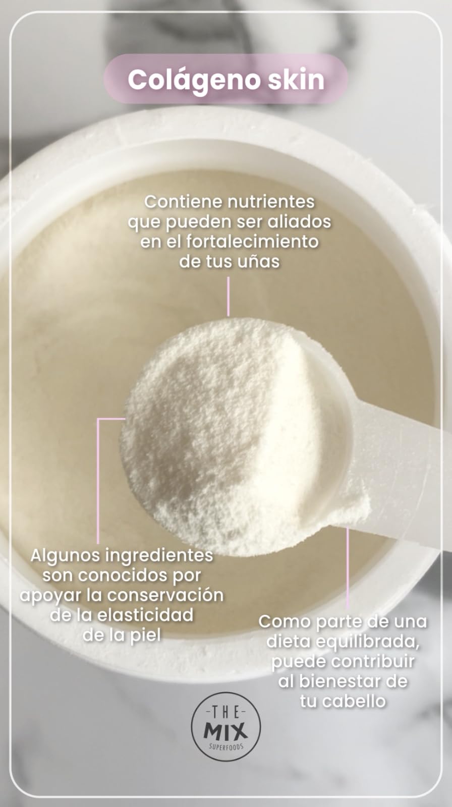 THE MIX SUPERFOODS - Colágeno hidrolizado en polvo - Péptidos bioactivos especializados adicionados con Vitamina E, D y Ácido Hialurónico - SKIN - 250 g