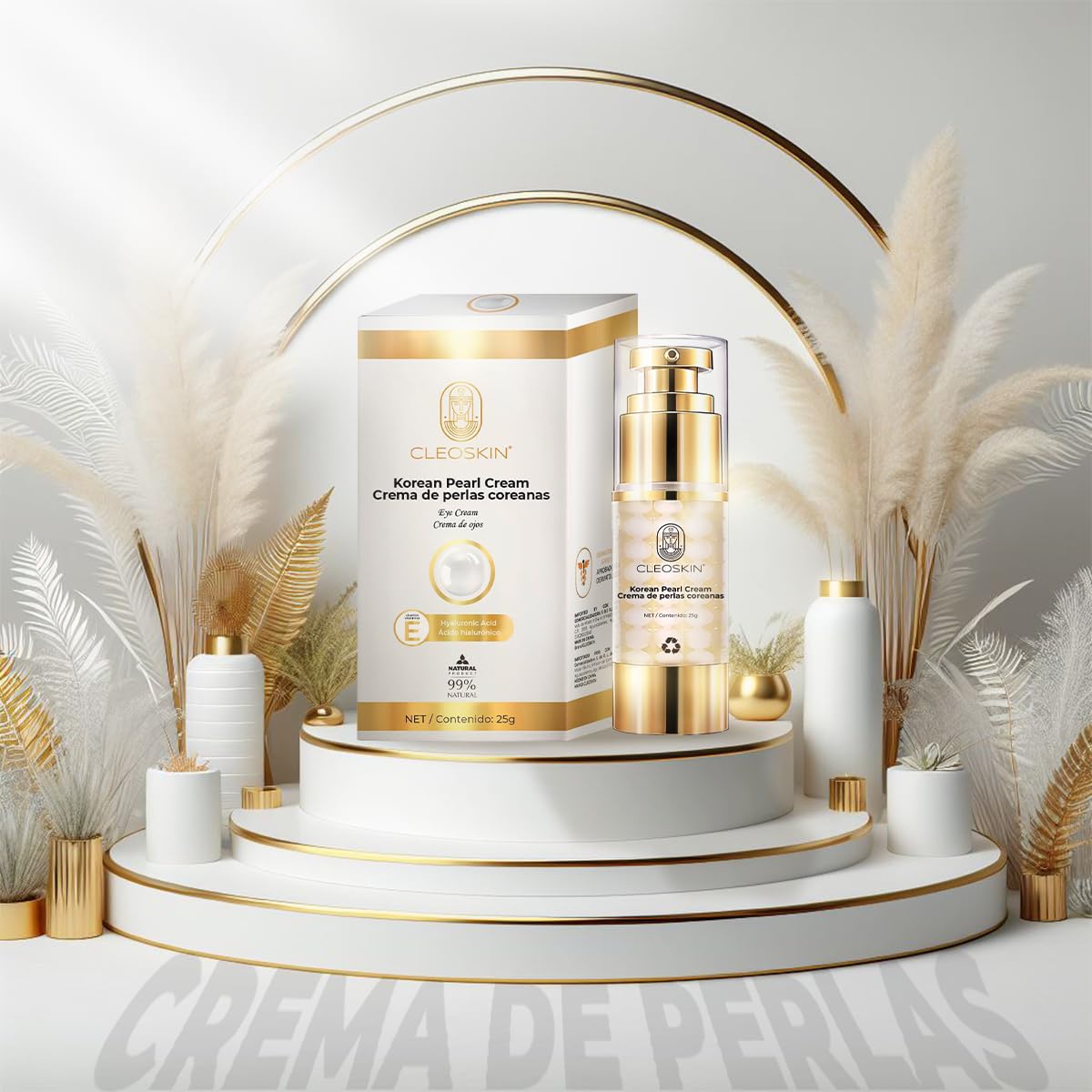 CLEOSKIN Crema contorno de ojos de Perlas Coreanas, elimina ojeras, iguala el tono de la piel, reafirmante, hidratante, skincare coreano, Belleza (1, 1, unidad)