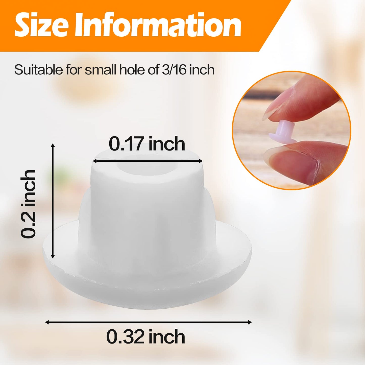 KINMAD 300/600 piezas 5 mm 3/16" tapón de agujero de plástico con botón superior para perforar tapas, tapones para silla gabinete ropero estante, Blanco