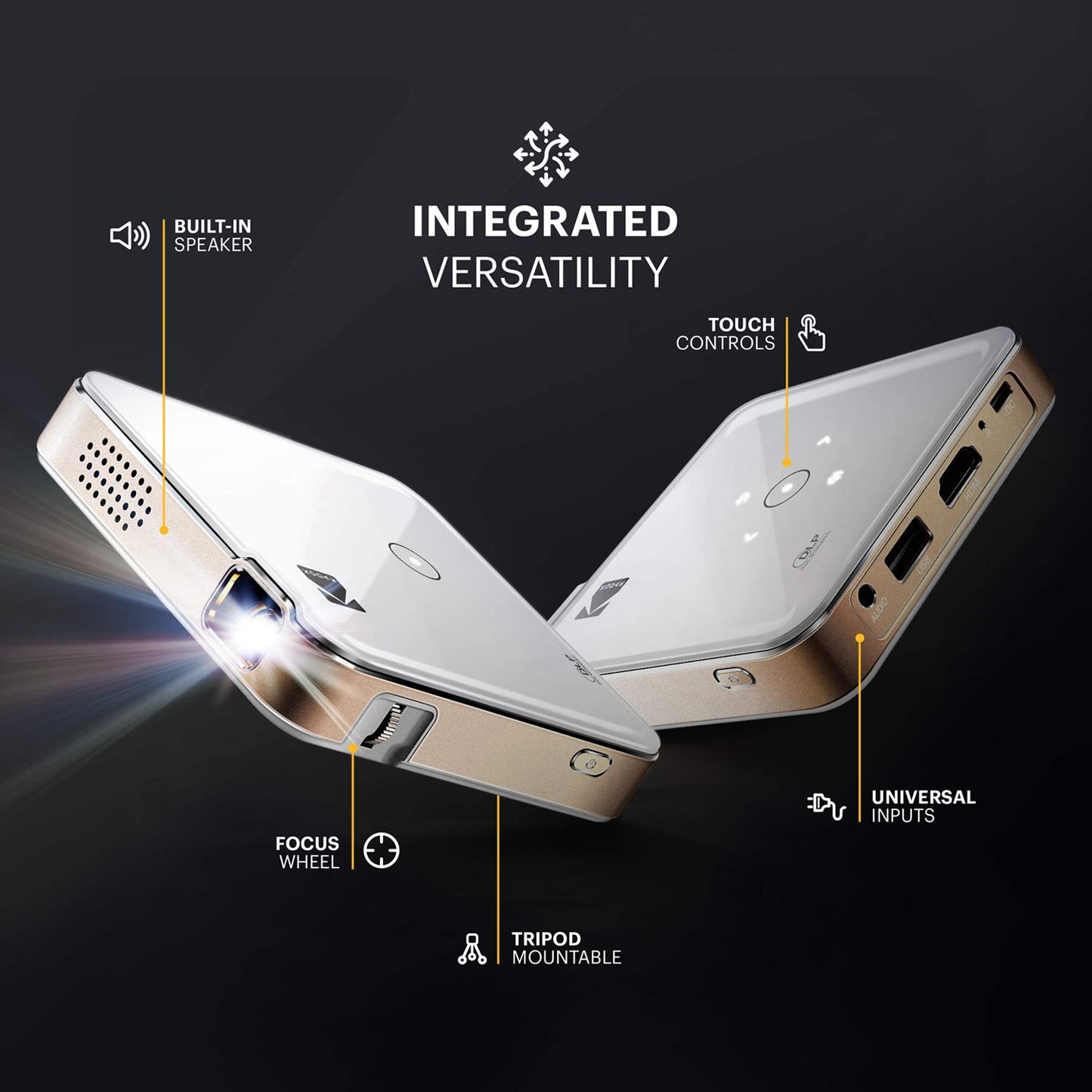 KODAK - Luma 150 Ultra Mini Pocket Pico Proyector – Batería recargable integrada y bocina, 1080P compatible con proyector portátil inalámbrico led DLP de película y video de viaje, se conecta a iPhone y Android