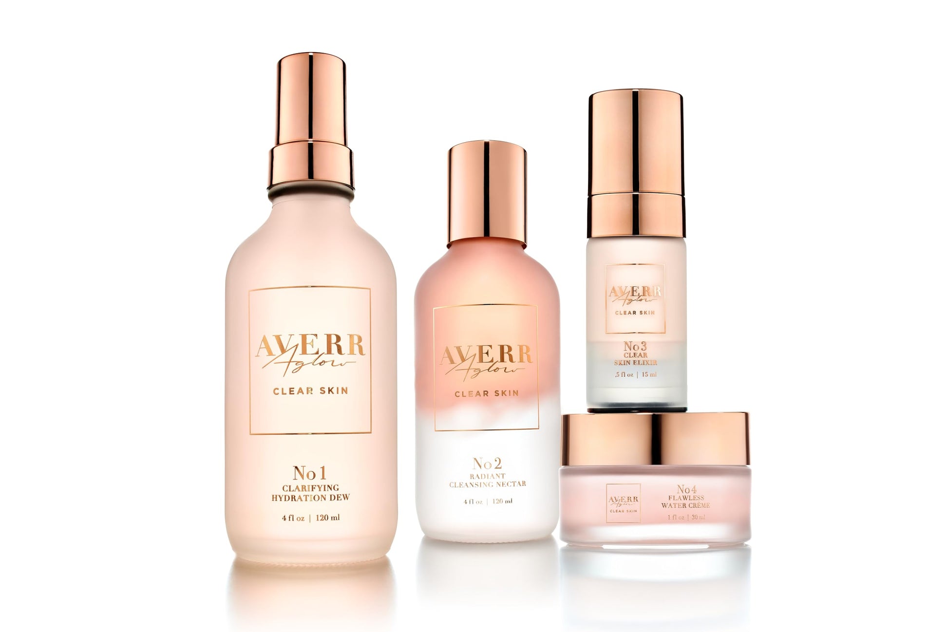 Averr Aglow Clear Skin Kit, Acne Treatment Kit, Face Skin Care, Breakouts Black Spot Remover, Natural Solution 4PC, Control Blemishes & Redness, All Natural Face Care Solution Set
