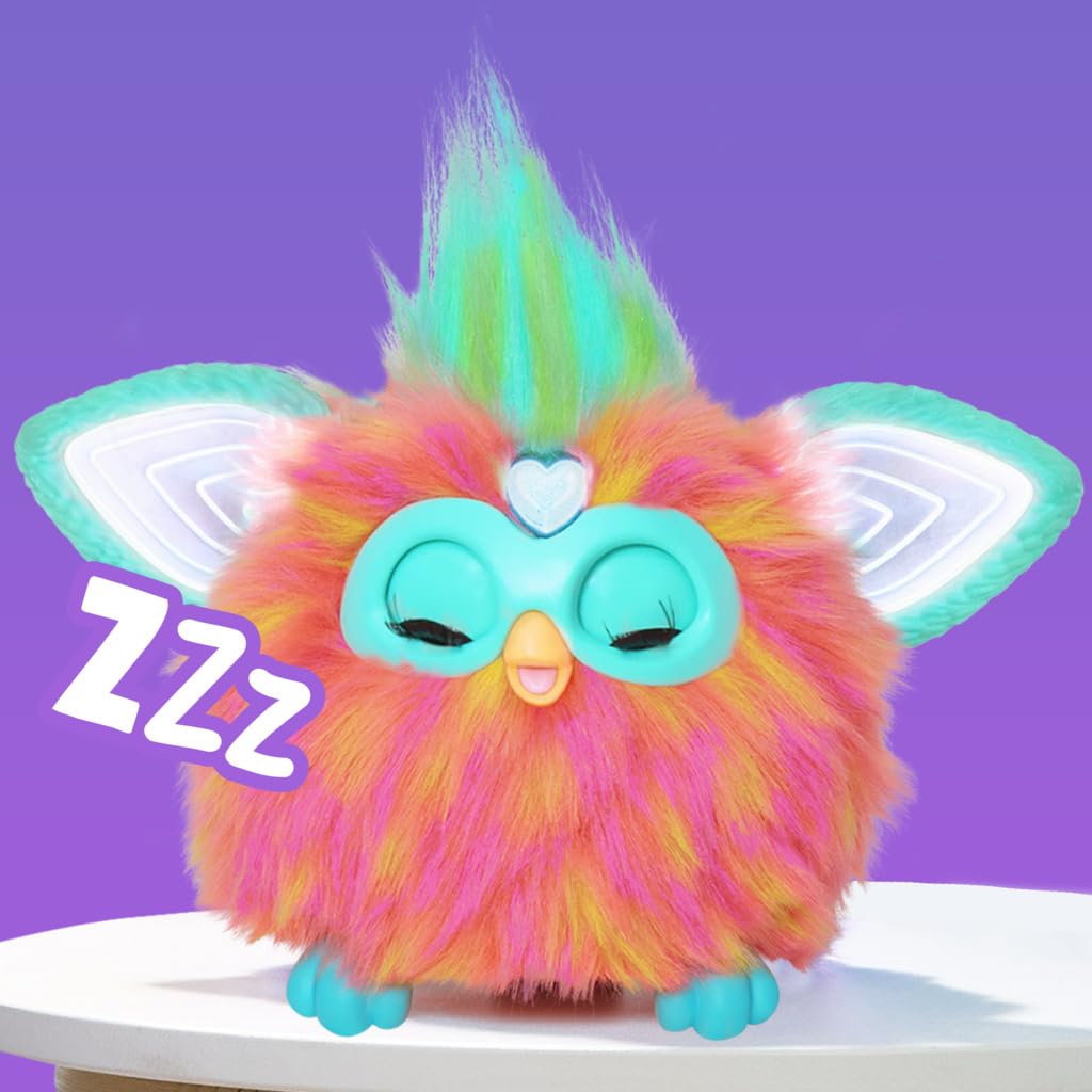 Furby Coral Peluche Electrónico Interactivo, Habla, Canta, se Ilumina y responde a su Voz, con 15 Accesorios de Moda para niños y niñas de 6 años en adelante.