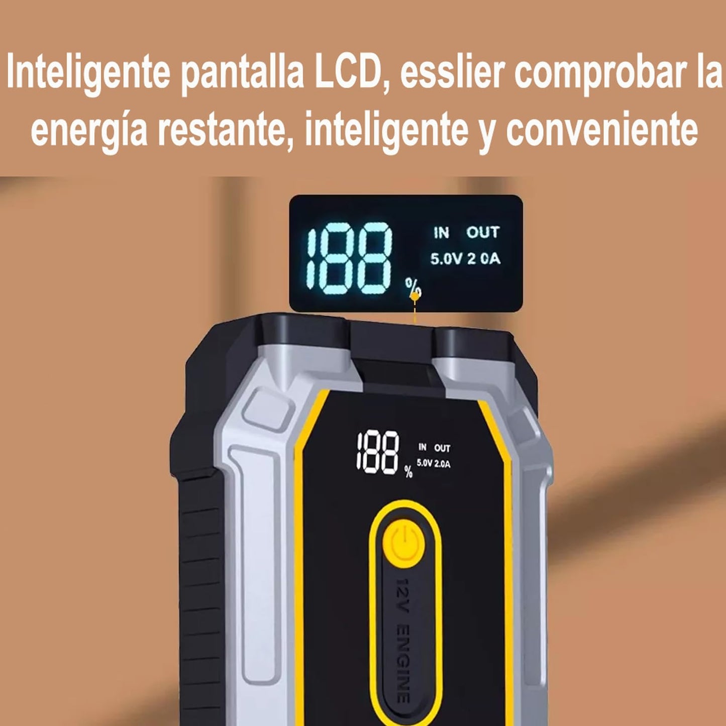 Arrancador de Batería de Coche de 3000A, Arrancador de Baterias LCD Portátil, Arrancador de Baterias de Auto con Pantalla Digital Carga Rápida USB y Linterna, para Vehículos de Gasolina/Diésel de 12V
