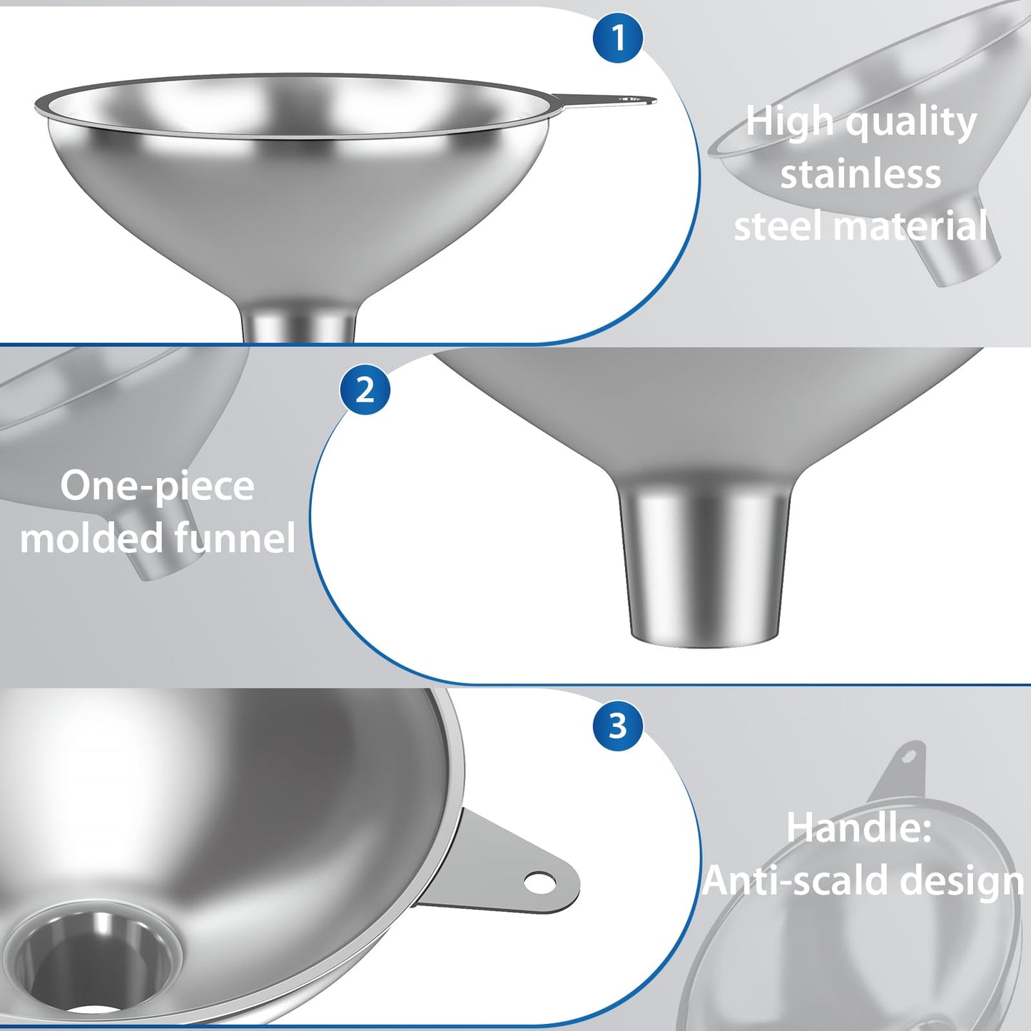 Embudo de Acero Inoxidable Nomatox Plata con Filtro de Malla para Cocina y Botellas de Boca Ancha