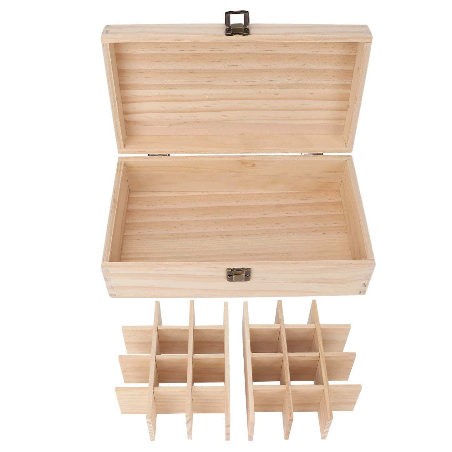 Caja De Madera De Almacenamiento De Aceite Esencial, 24 Rejillas Soporte De Aceite Esencial De Madera Multifuncional Para Aceite Esencial Cosméticos De Esmalte De Uñas