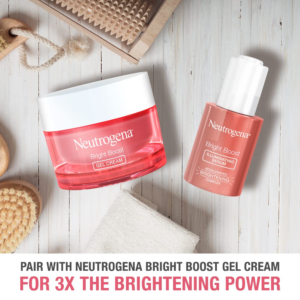 Neutrogena Bright Boost Illuminating Face Serum with Neoglucosamine & Turmeric Extract for Even Skin Tone, Resurfacing Serum for Face to Reduce Dark Spots & Hyperpigmentation, 1.0 fl. oz