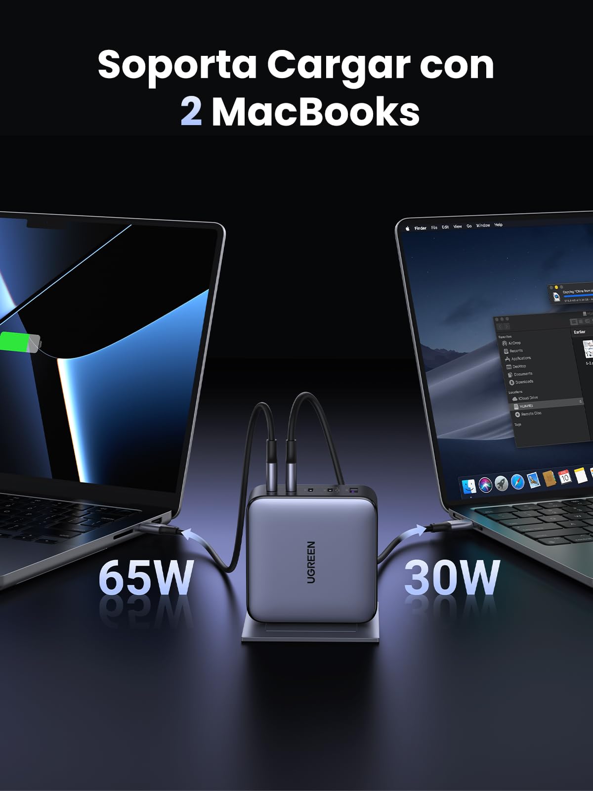 UGREEN Nexode X5 100W Cargador 5 Puertos USB C y USB A, GAN Carga Raido Compatible con iPhone 16/15/14, MacBook Pro/Air, Galaxy S25/S24, iPad Pro/Air/Mini, Pixel 8, Steam Deck