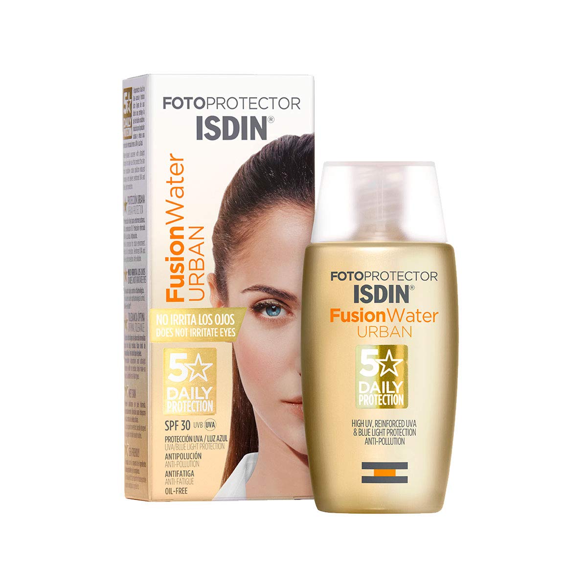 ISDIN Isdinceutics vital eyes, crema contorno de ojos antiarrugas, con melatonina y cafeina, 15 ml + Fusion Water Urban SPF 30, Protector Solar Facial, 50ml